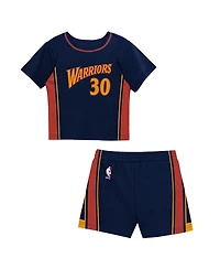 Mitchell & Ness Toddler 2-Piece Stephen Curry Navy Golden State Warriors Play by Place T-Shirt and Shorts Set