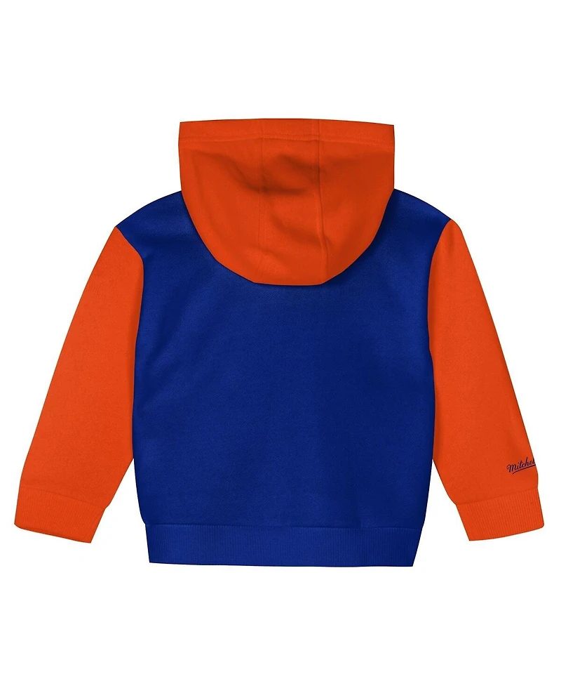 Mitchell & Ness Toddler 2-Piece Royal/Orange New York Knicks Big Face Oversized Pullover Hoodie and Pants Set