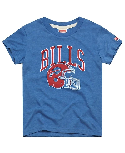 Homage Big Boys and Girls Royal Buffalo Bills Helmet Retro Tri-Blend T-Shirt