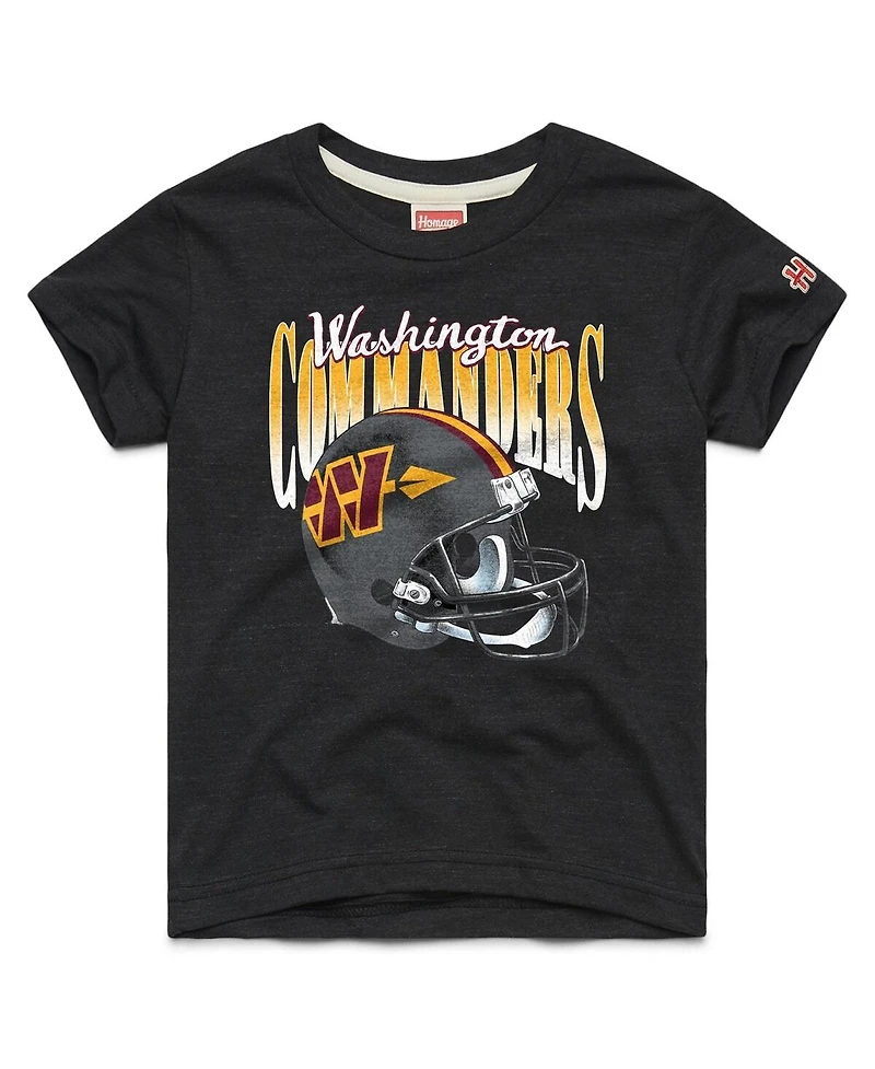 Homage Big Boys and Girls Charcoal Washington Commanders Gradient Helmet Tri-Blend T-Shirt