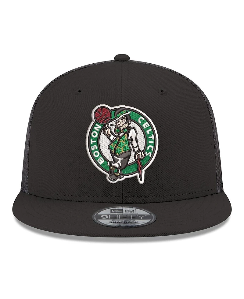 New Era Men's Black Boston Celtics Core Logo Meshback 9FIFTY Snapback Hat