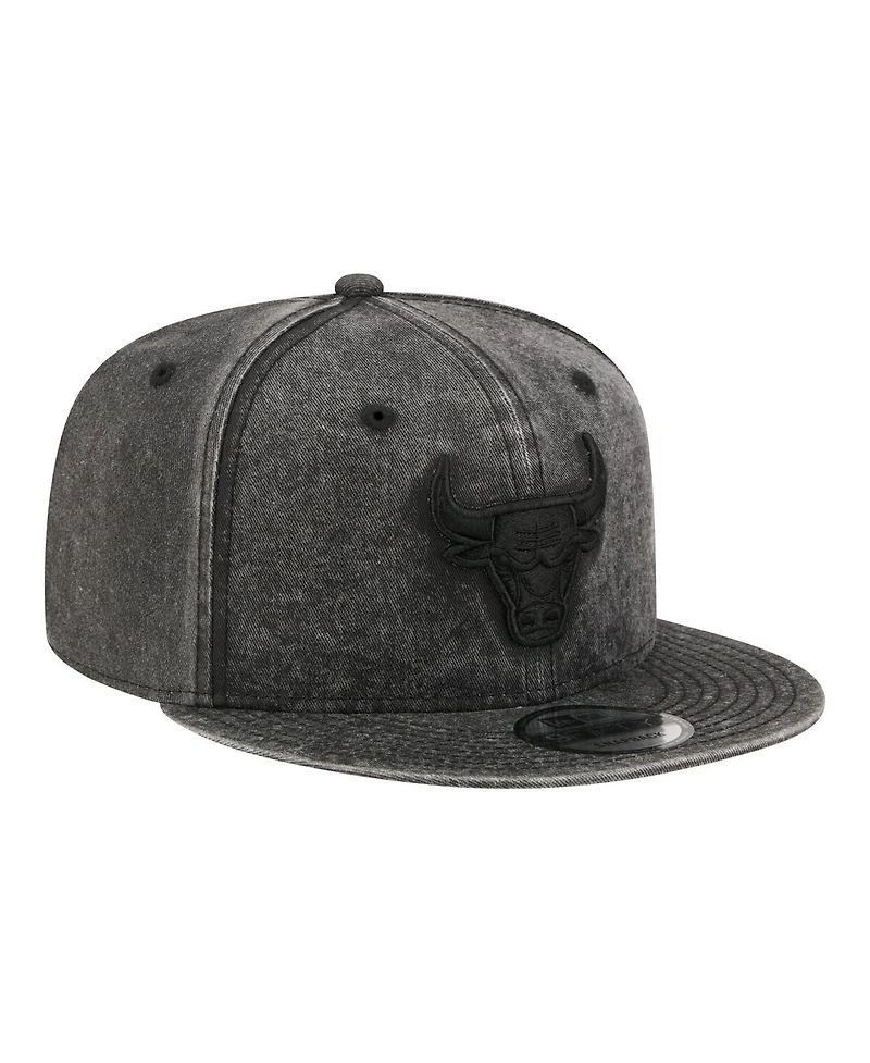 New Era Men's Black Chicago Bulls Washed Tonal 9FIFTY Snapback Hat