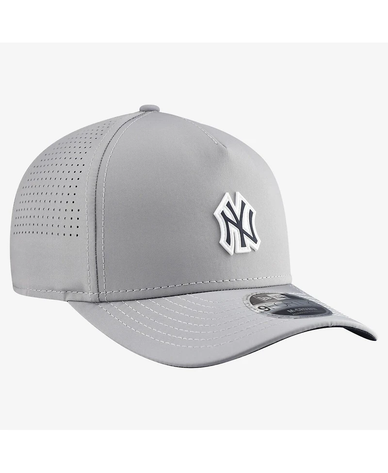 New Era Men's Gray New York Yankees Micro Logo 9FORTY M-Crown A-Frame Adjustable Hat
