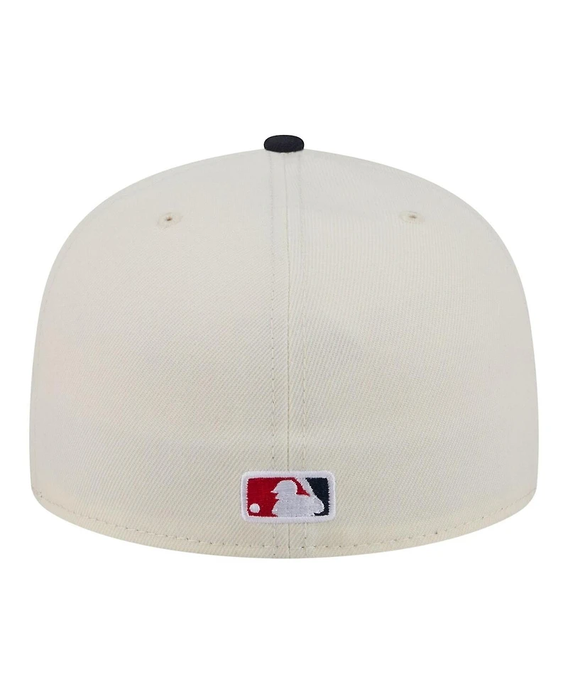 New Era Men's Cream/Navy Los Angeles Angels Bullpen Cart 59FIFTY Fitted Hat