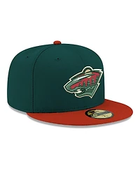New Era Men's Green Minnesota Wild Core Logo Two-Tone 59FIFTY Fitted Hat