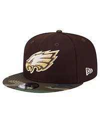 New Era Men's Dark Brown Philadelphia Eagles Burnt Wood Camo 9FIFTY Snapback Hat