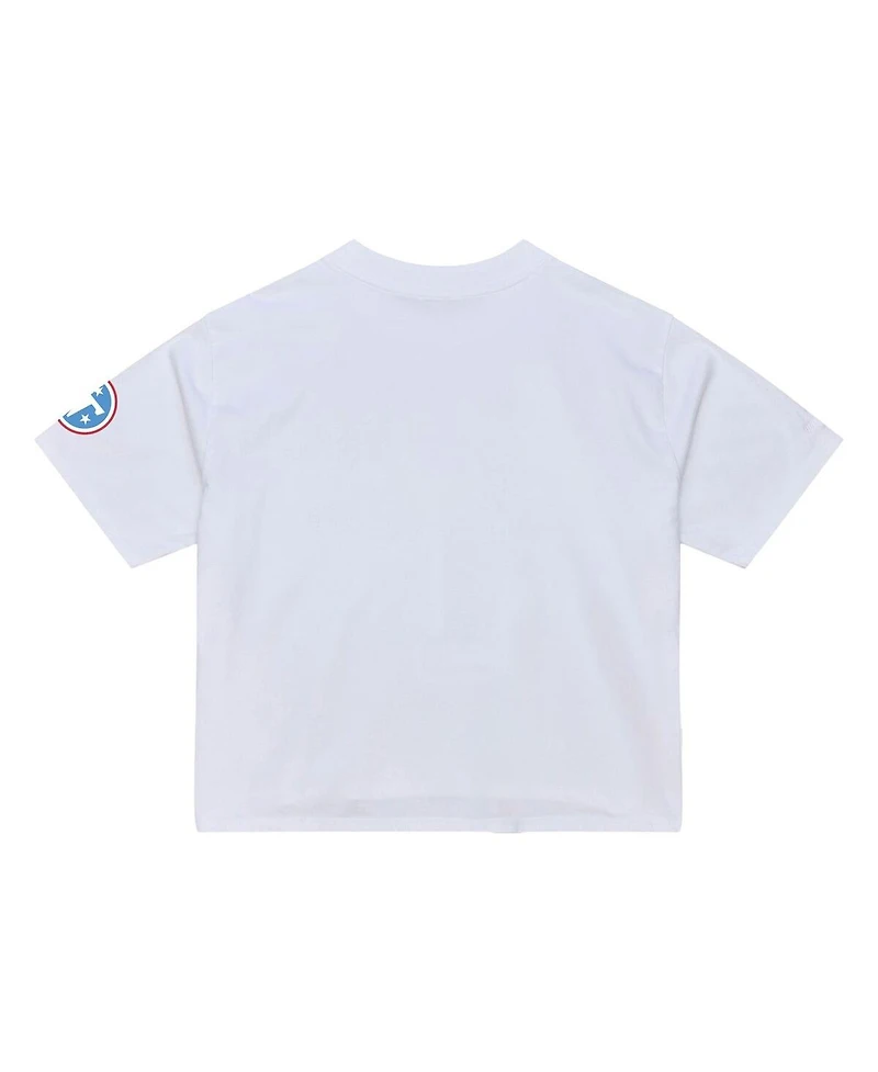 Mitchell & Ness Women's White Tennessee Titans Head Coach Cropped T-Shirt