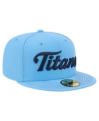 New Era Men's Light Blue Tennessee Titans Script 59FIFTY Fitted Hat