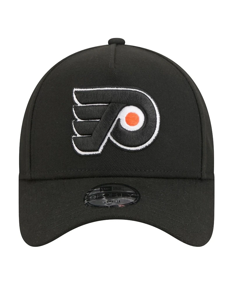 New Era Big Boys and Girls Black Philadelphia Flyers 9FORTY A-Frame Adjustable Hat