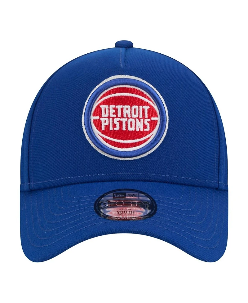 New Era Big Boys and Girls Blue Detroit Pistons 9FORTY A-Frame Adjustable Hat