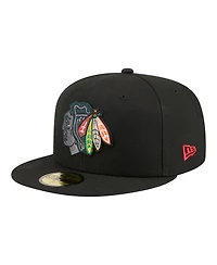 New Era Men's Black Chicago Blackhawks Color Pop 59FIFTY Fitted Hat