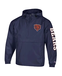 Champion Men's Navy Chicago Bears Packable Hooded Windbreaker Half-Zip Jacket