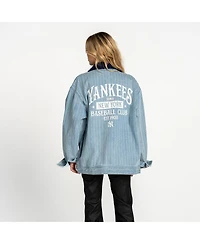 The Wild Collective Women's Denim New York Yankees Full-Zip Mechanic Jacket