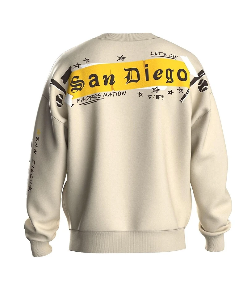Fanatics Women's Beige San Diego Padres Graffiti Fleece Sweatshirt