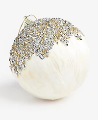 Holiday Lane Gilded Glamour Feather with Trim Ball Ornament, Macy's Exclusive