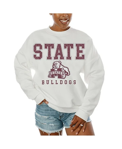 Gameday Couture Women's White Mississippi State Bulldogs Freestyle Fleece Pullover Sweatshirt