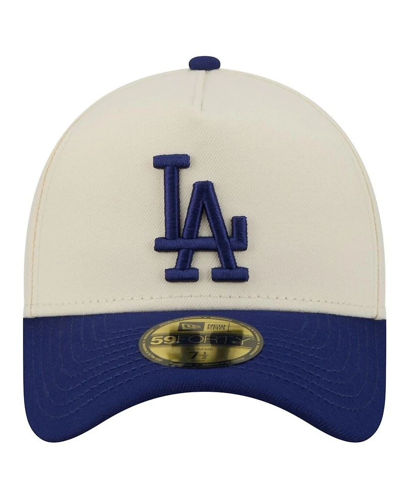New Era Men's Cream/Royal Los Angeles Dodgers Chrome A-Frame 59FORTY Adjustable Hat