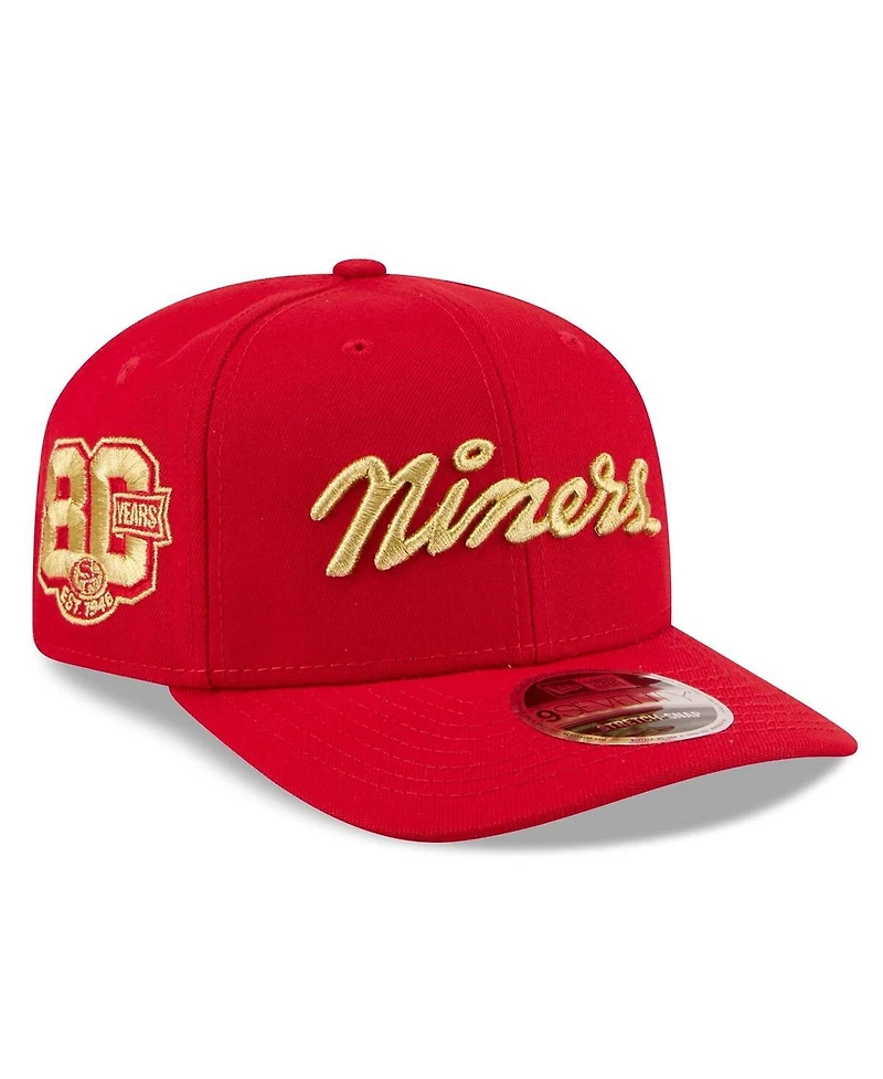 New Era Men's Scarlet San Francisco 49ers 80th Anniversary Script 9SEVENTY Adjustable Hat