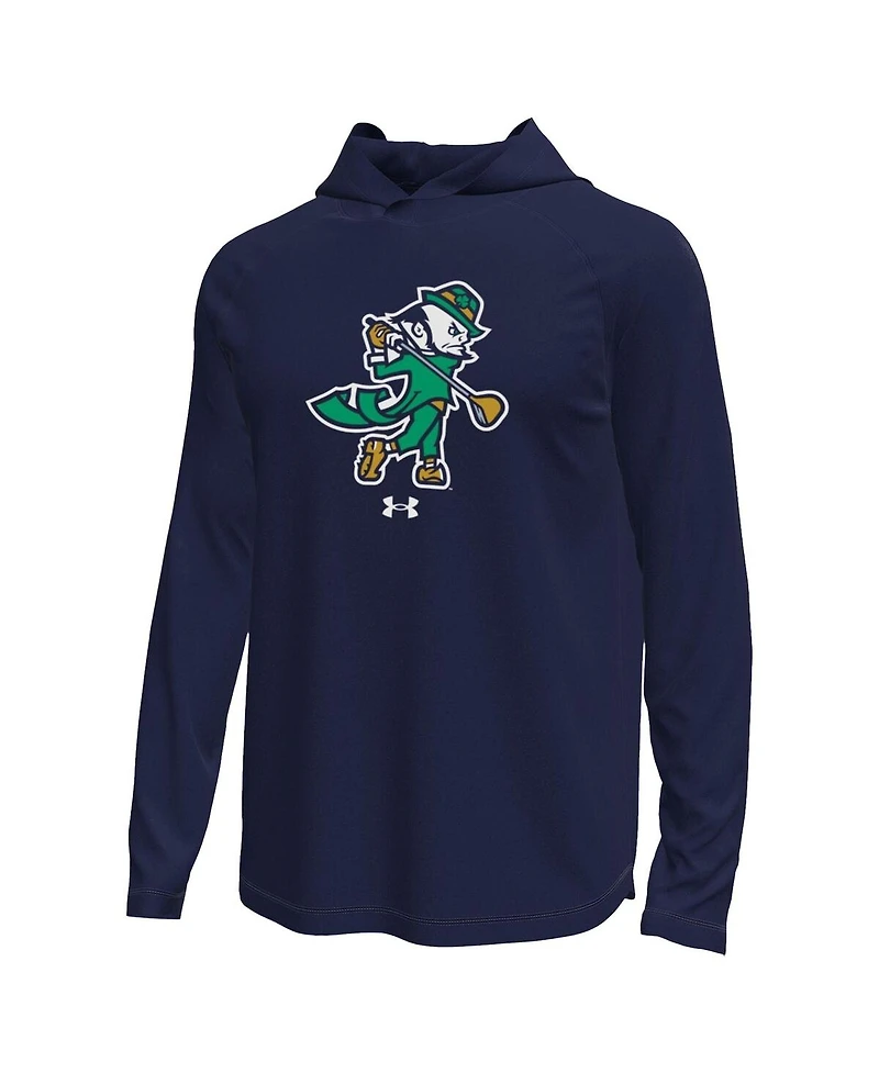 Under Armour Men's Navy Notre Dame Fighting Irish Golf Leprechaun Tech Stretch Long Sleeve Hooded T-Shirt