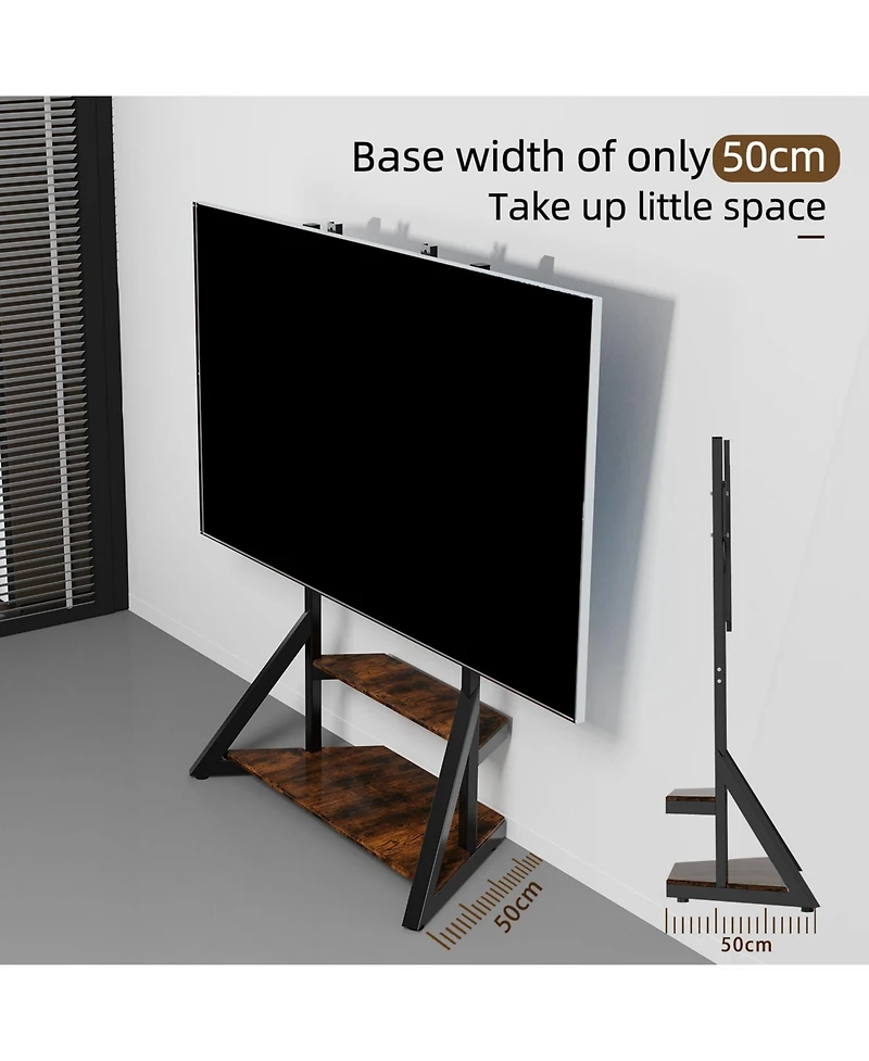 Unho Heavy Duty Low Profile Tv Stand for 65-100 Inch TVs, Solid Wood, Adjustable Feet,Max Vesa 800x600mm