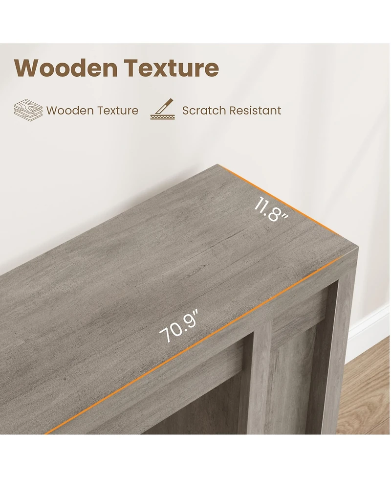 homfan Extra Long Narrow Console Table, Farmhouse Sofa Table for Entryway or Behind Couch, Engineered Wood Hallway Accent