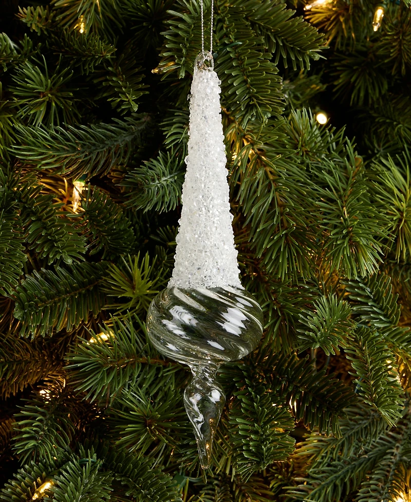 Holiday Lane Iced Delight Glass Icicle Ornament, Macy's Exclusive