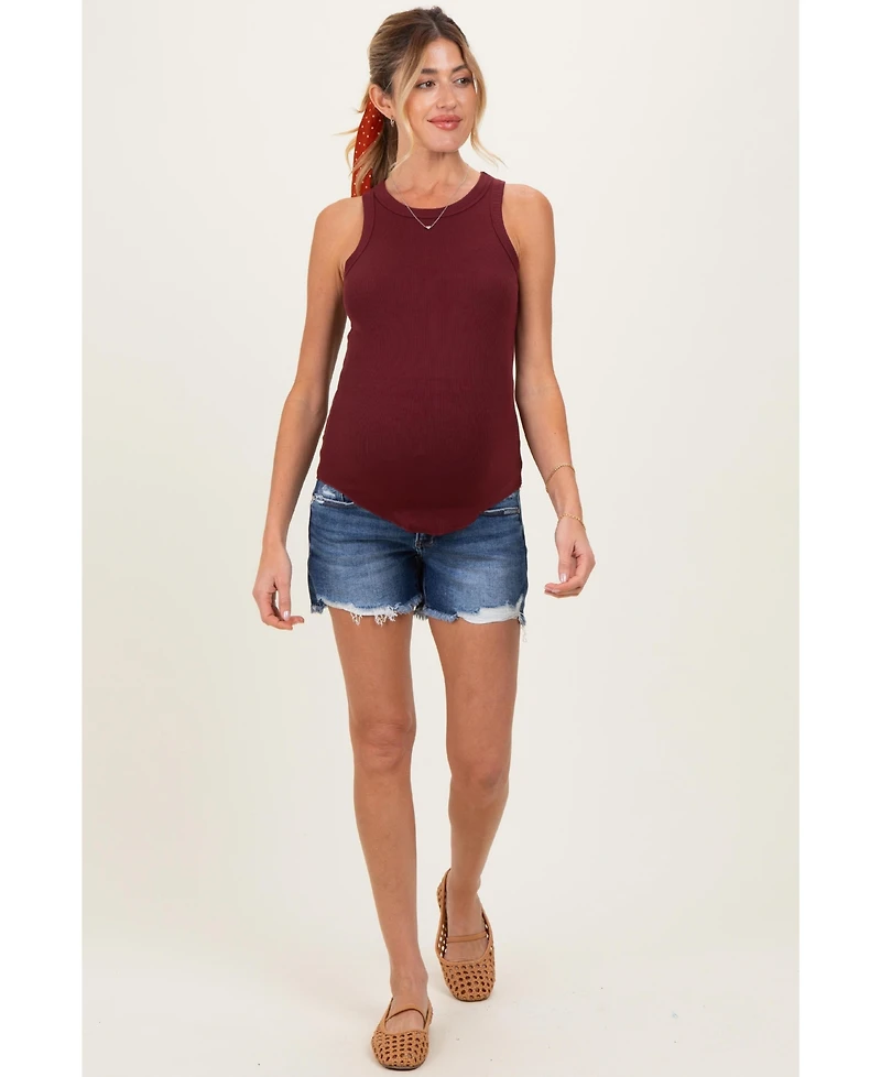 Pinkblush Maternity Navy Distressed Fringe Hem Shorts