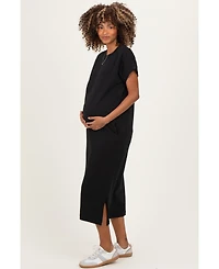 Pinkblush Maternity Dusty Blue Pocket Front Midi T-Shirt Dress