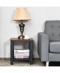 Gymax Industrial End Table 2-Tier Side Table W/Storage Shelf Rustic Sofa Table