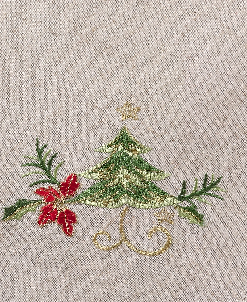 Saro Lifestyle Embroidered Christmas Tree Design Napkins, Set of 4