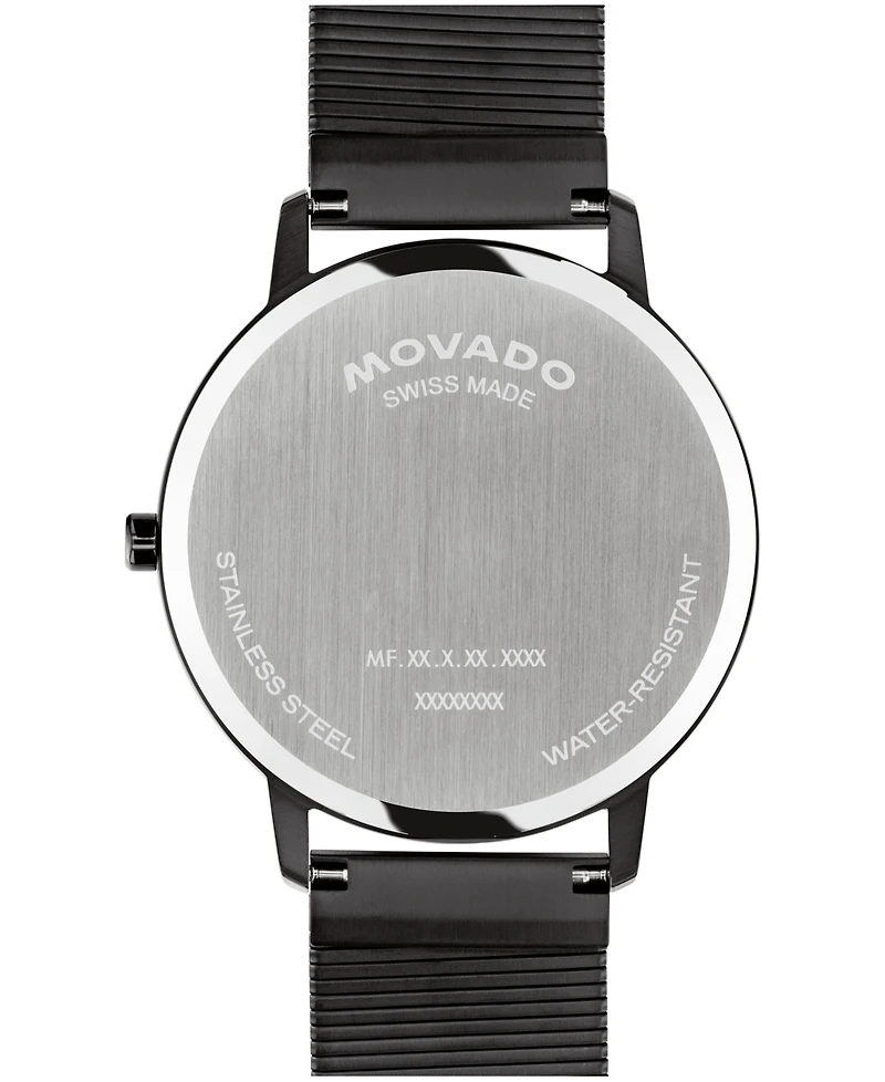 Movado Unisex Movado Face Swiss Quartz Ionic Plated Steel Watch 41mm