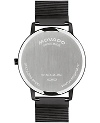 Movado Unisex Movado Face Swiss Quartz Ionic Plated Steel Watch 41mm