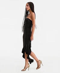 Katia Rae Women's Strapless Ruffled Asymmetric Midi Dress
