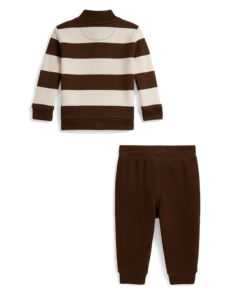 Polo Ralph Lauren Baby Boys' Striped Estate-Rib Pullover Top and Pants, 2-Piece Set