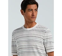 Perry Ellis Men's Jacquard Multicolor Short Sleeve Geometric Print Sweater