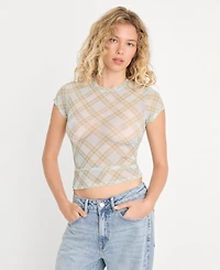 Good American Women's Crewneck Mesh Baby T-Shirt