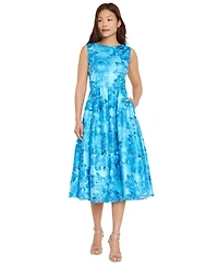 Tahari Asl Women's Embroidered Boat Neck Midi Dress