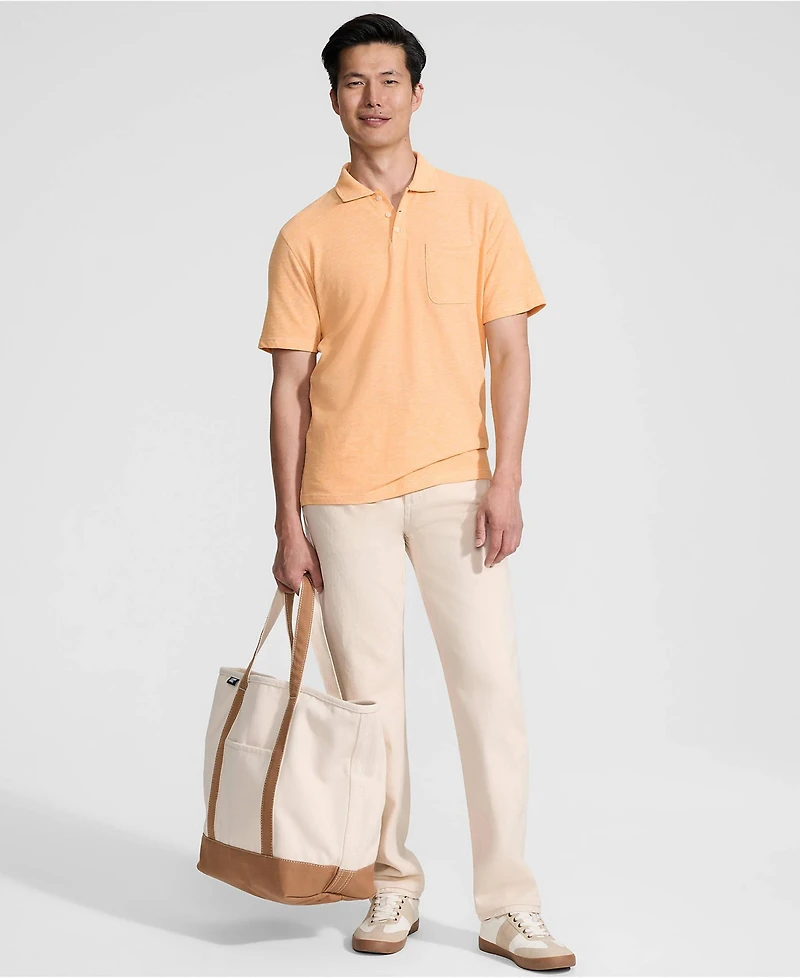 Lands' End Men's Short Sleeve Cotton Linen Polo