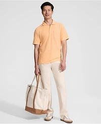 Lands' End Men's Short Sleeve Cotton Linen Polo