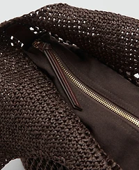 Mango Women's Metallic Detail Natural-Fiber Tote Bag