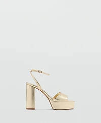 Mango Women's Metallic-Effect Heeled Sandals