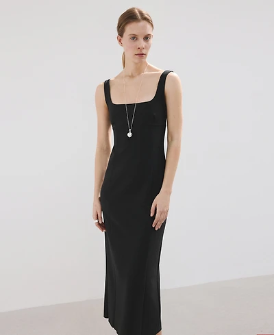 Mango Women's Straight-Neckline Fitted Dress