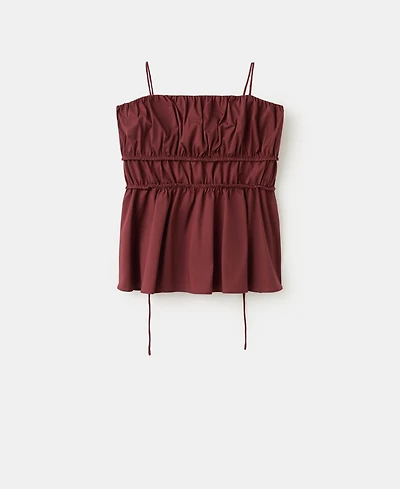 Mango Women's Ruched Cotton Top