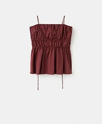 Mango Women's Ruched Cotton Top