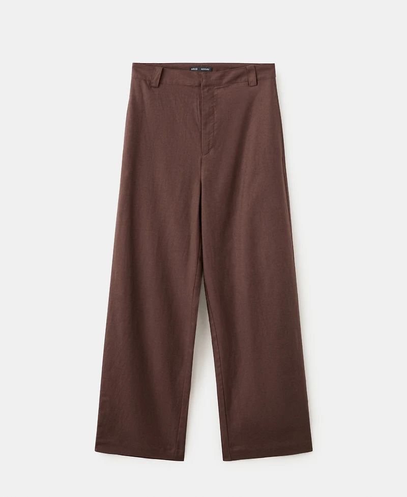 Mango Women's Linen High-Waist Trousers