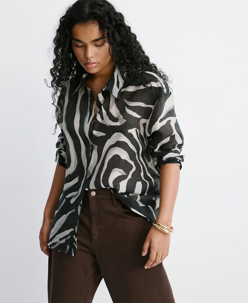 Mango Women's Lyocell Printed Shirt