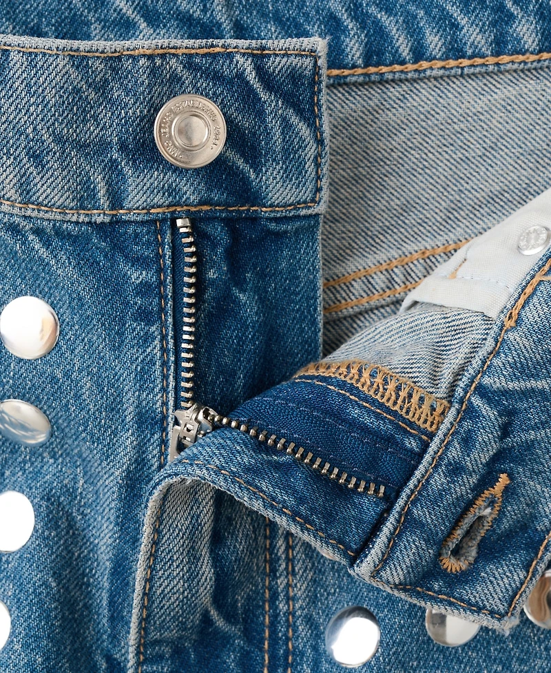 Mango Women's Studs Straight-Fit Jeans