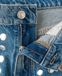 Mango Women's Studs Straight-Fit Jeans