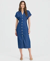 I.n.c. International Concepts Women's Cinched-Waist Denim Shirtdress, Macy's Exclusive