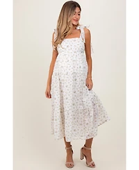 Pinkblush Maternity Floral Shoulder Tie Midi Dress